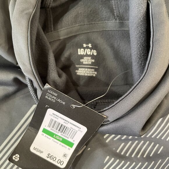 Under Armour Hoodie Men's Size Large Loose Fit Gray Sweatshirt - New - Picture 2 of 5